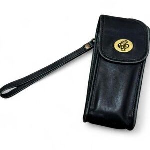Vintage 90s Coach Black Leather Turnlock Cell Phone mini Case